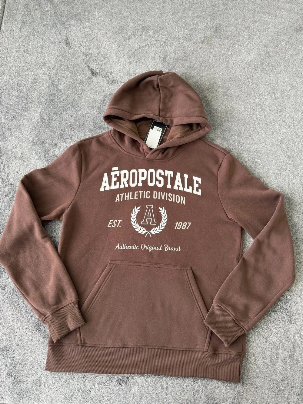 Aeropostale Men's Brown Crewneck Hoodie with Athletic Division Logo